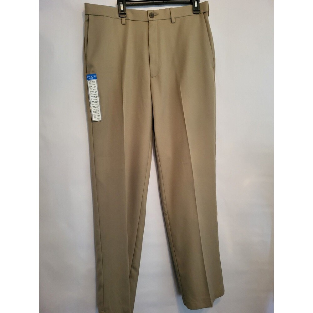 Haggar Cool 18 Pants Mens 36 X 32  Pro Classic Fit No-Iron Khaki NWT